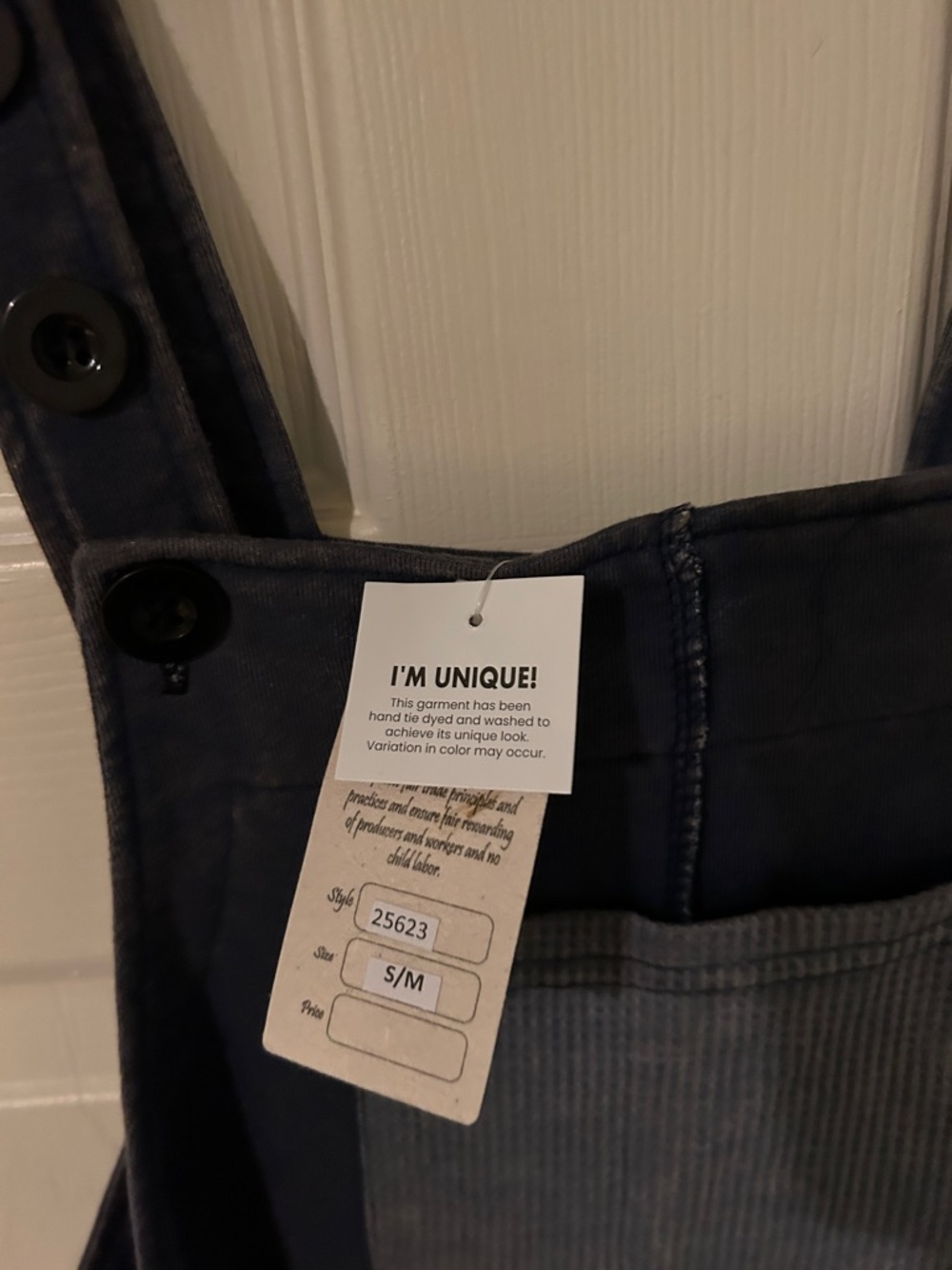 Patchwork Wide-Leg Denim Overalls - Dark Blue/Charcoal - Picture 4 of 8